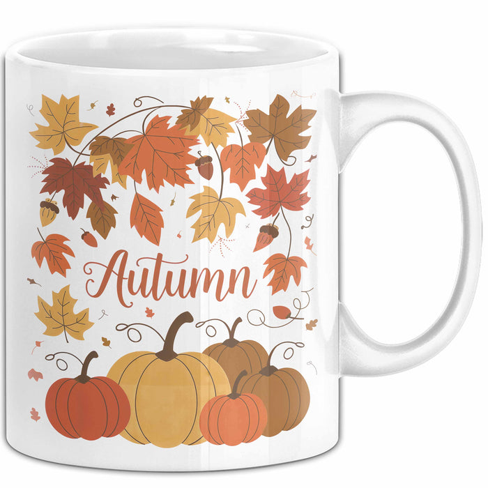 Herbstzeit Tasse Geschenkidee für Herbstliebhaber Weiß Trendation