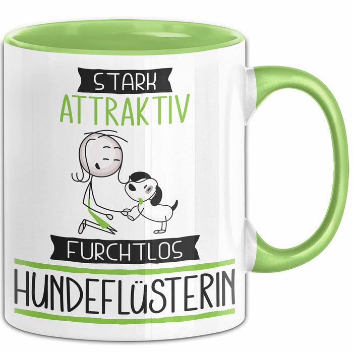 Hundeflüsterin Tasse Geschenk Becher Stark Attraktiv Furchtlos Hundeflüsterin Lustige Geschenkidee Grün Trendation