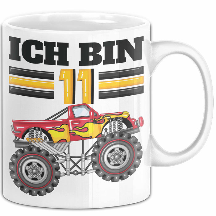 11. Geburtstag Geschenk Tasse Becher Jungs Trucks Geburtstagsgeschenk Ich Bin 11 Weiß Trendation