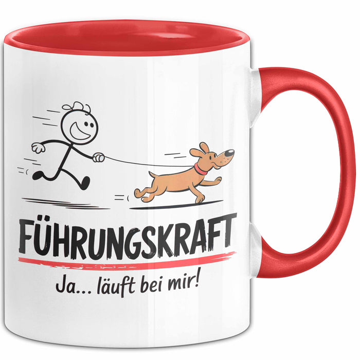 Hundebesitzer Hundegassi Tasse Geschenk Lustige Geschenkidee Spruch Führungskraft Ja Läuft Bei Mir Rot Trendation