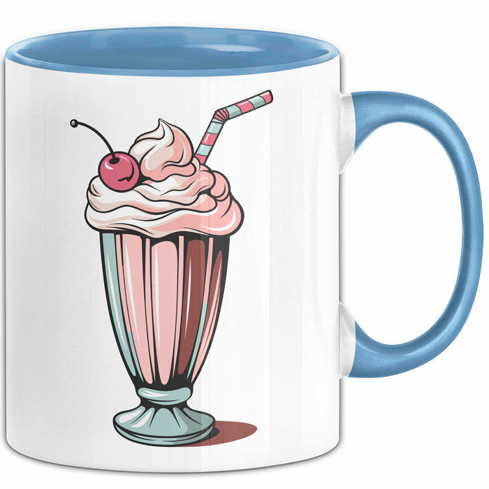 Milchshake Fan Tasse Geschenkidee Dessertgetränk Liebhaber Blau Trendation