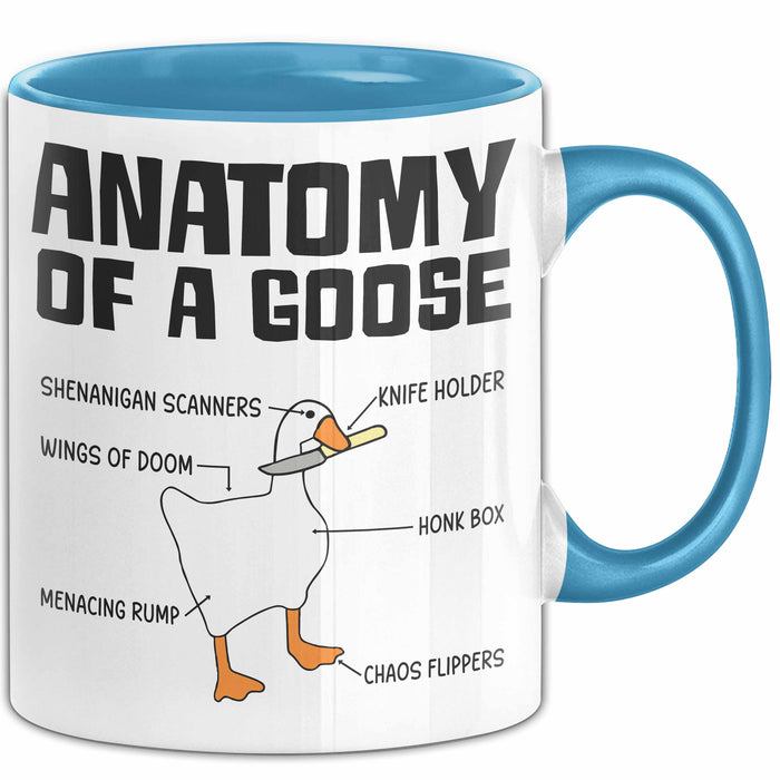 Gans Tasse Geschenk Mit Humor Anatomy Of A Goose Knife Holder Wings Of Doom Kaffee-Becher Blau Trendation
