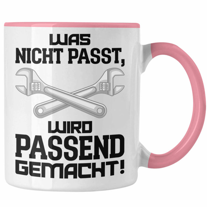 Trendation - Handwerker Tasse mit Spruch Geschenke für Handwerk Kaffeebecher KFZ Mechaniker Mechatroniker Rosa Trendation
