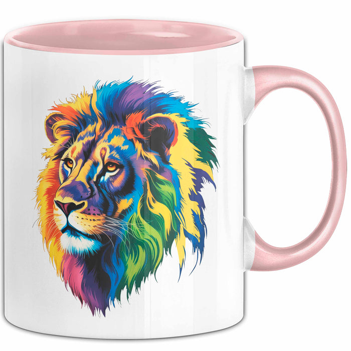 Bunter Löwe Tasse Geschenk Lustige Geschenkidee Spruch Rosa Trendation