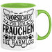 Frauchen Tasse Geschenk Hundebesitzerin Spruch Geschenkidee Kaffee-Becher Hunde Besitzerin Vorsicht Vor Dem Frauchen Der Hund Ist Harmlos Grün Trendation