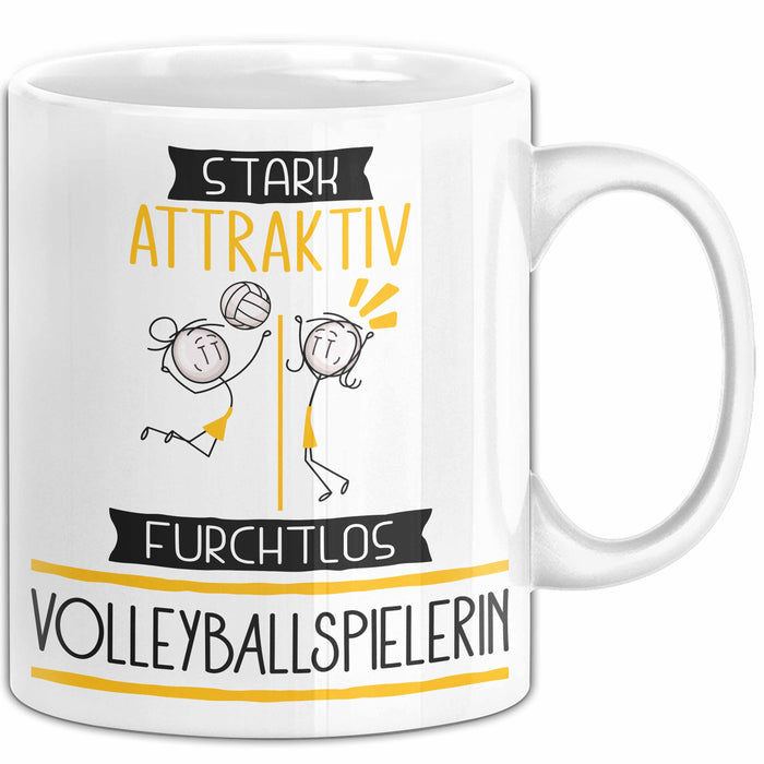 Volleyballspielerin Tasse Geschenk Becher Stark Attraktiv Furchtlos Volleyballspielerin Lustige Geschenkidee Weiß Trendation