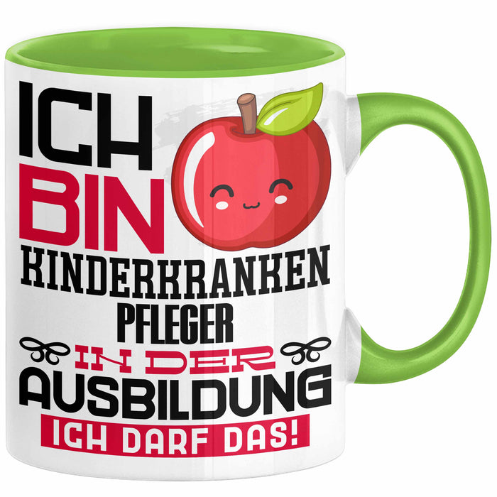 Kinderkrankenpfleger Ausbildung Tasse Geschenk Ich Bin Kinderkrankenpfleger In Der Ausbildung Ich Darf Das Geschenkidee Spruch Grün Trendation