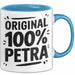 Petra Tasse Geschenk Original 100% Petra Geschenkidee Geburtstag Blau Trendation