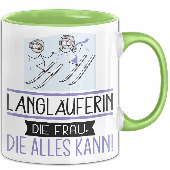 Langläuferin Geschenk Tasse Becher Die Frau Die Allen Kann Geschenkidee für eine Langläuferin Lustig Grün Trendation