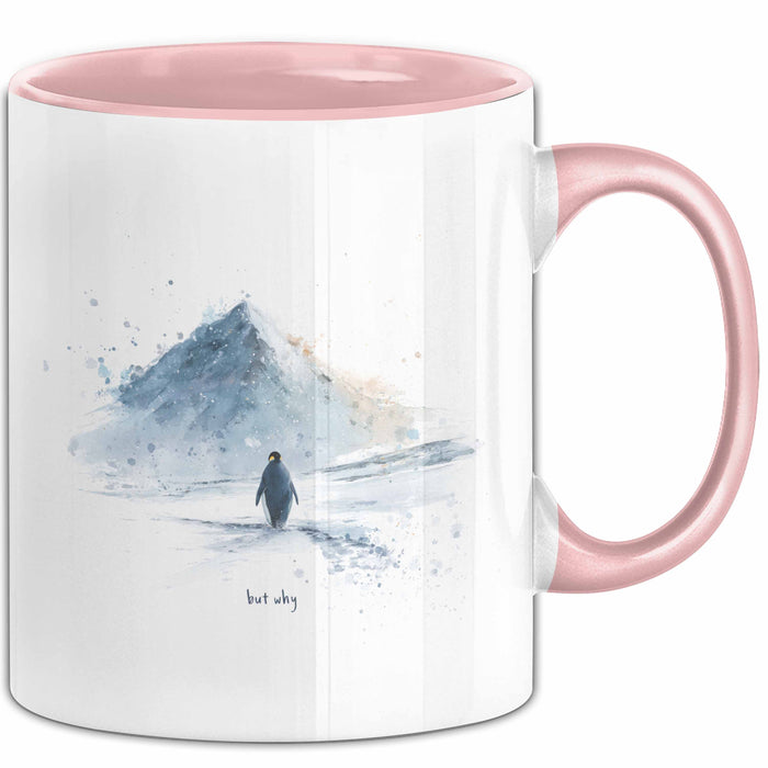 But Why Pinguin Tasse Meme Geschenk Penguin Viral Rosa Trendation