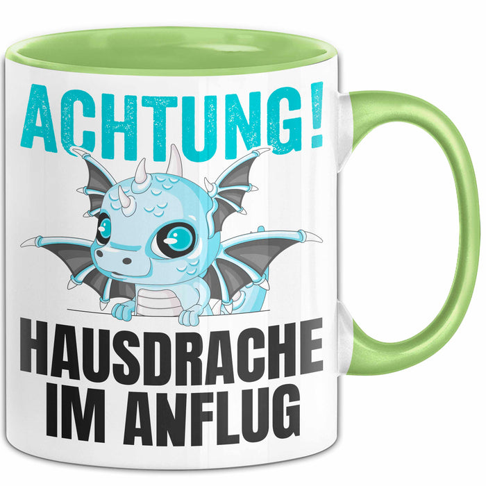 Hausdrache Im Anflug Tasse Geschenk Becher Grün Trendation
