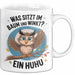 Eule Tier Sarkasmus Tasse Geschenk Was sitzt im Baum Vogel Geschenkidee Lustig Weiß Trendation