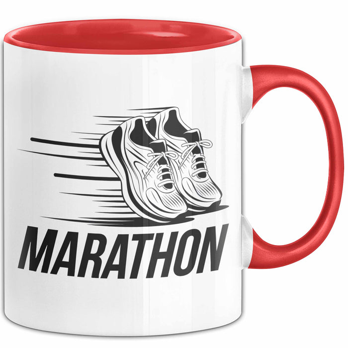 Marathonläufer Tasse Geschenkidee für Laufexperten Rot Trendation