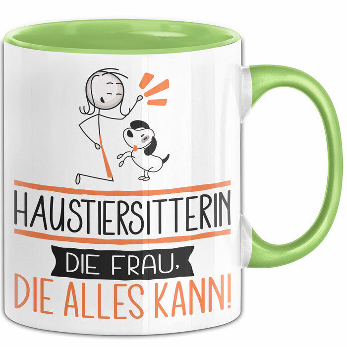 Haustiersitterin Geschenk Tasse Becher Die Frau Die Allen Kann Geschenkidee für eine Haustiersitterin Lustig Grün Trendation