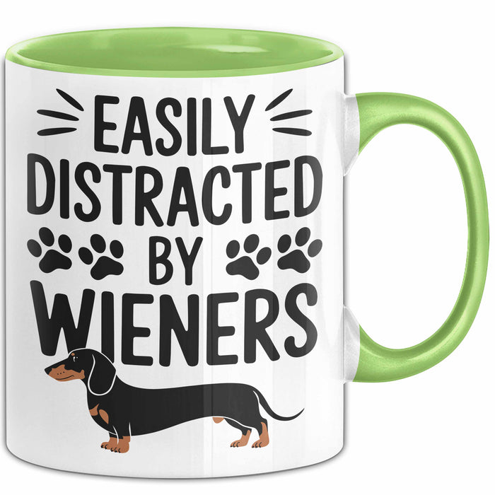 Dackel Tasse Geschenk Easily Distracted By Wieners Geschenkidee Hund Lustig Grün Trendation