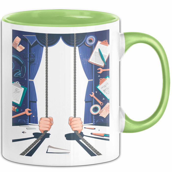 Bühnenarbeiter Tasse Geschenk Lustige Geschenkidee Spruch Für Backstage Crew Grün Trendation