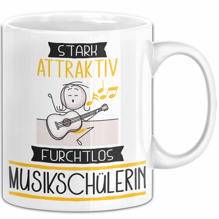 Musikschülerin Tasse Geschenk Becher Stark Attraktiv Furchtlos Musikschülerin Lustige Geschenkidee Weiß Trendation