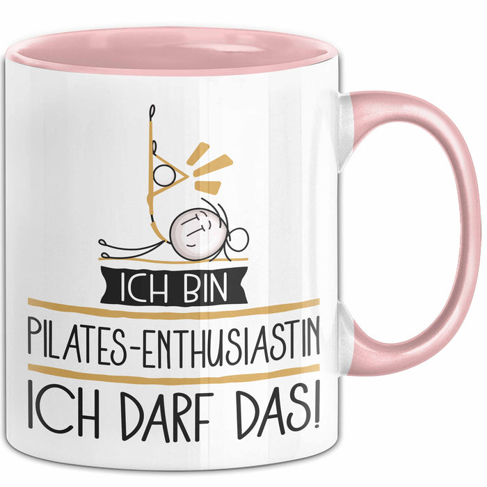 Geschenk für Pilates-Enthusiastin Tasse Lustige Geschenkidee Geburtstag Ich Bin Pilates-Enthusiastin Ich Darf Das Rosa Trendation