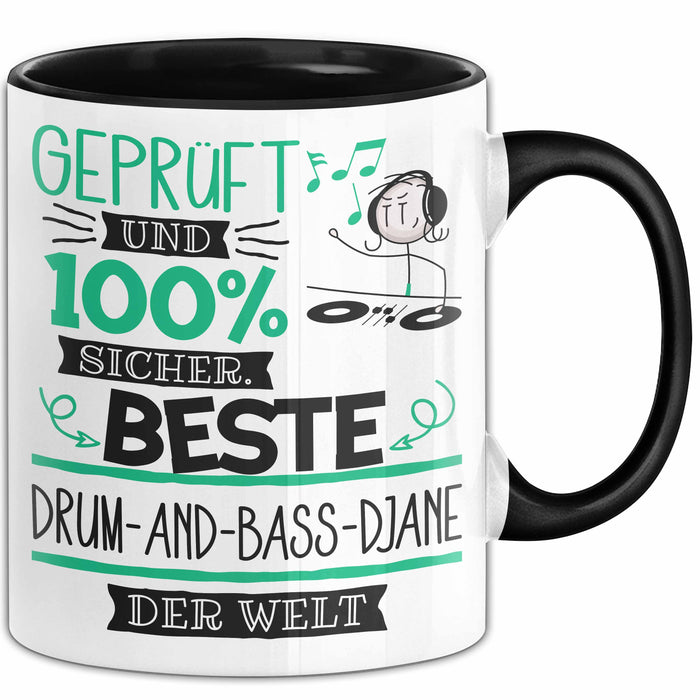 Beste Drum-and-Bass-DJane Der Welt Tasse Geschenk für Eine Drum-and-Bass-DJane Geprüft Und Sicher Geschenkidee Geburtstag Weihnachten Trendation