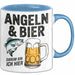 Angeln Fischer Bierliebhaber Tasse Geschenk Lustige Geschenkidee Spruch Angeln Und Bier Darum Bin Ich Hier Blau Trendation