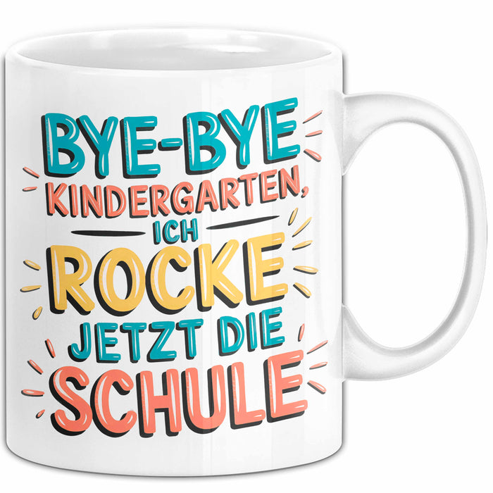 Grundschüler Tasse Geschenk Lustige Geschenkidee Spruch Bye Bye Kindergarten Weiß Trendation