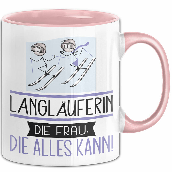 Langläuferin Geschenk Tasse Becher Die Frau Die Allen Kann Geschenkidee für eine Langläuferin Lustig Rosa Trendation
