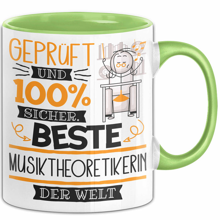 Beste Musiktheoretikerin Der Welt Tasse Geschenk für Eine Musiktheoretikerin Geprüft Und Sicher Geschenkidee Geburtstag Weihnachten Grün Trendation
