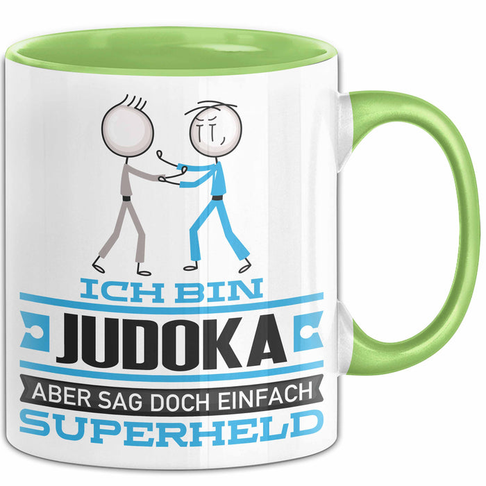 Judoka Geschenk Tasse Ich Bin Judoka Aber Sag Doch Einfach Superheld Lustige Geschenkdiee für Judoka Kaffee-Becher Grün Trendation