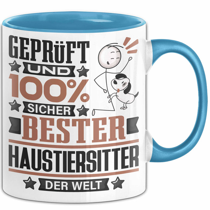 Haustiersitter Geschenk Lustiger Spruch für Haustiersitter Geschenkidee Bester Haustiersitter Der Welt Blau Trendation