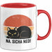 Katze Tasse Geschenk Na Sicha Ned Geschenkidee Katzenliebhaber Kaffee-Becher Rot Trendation