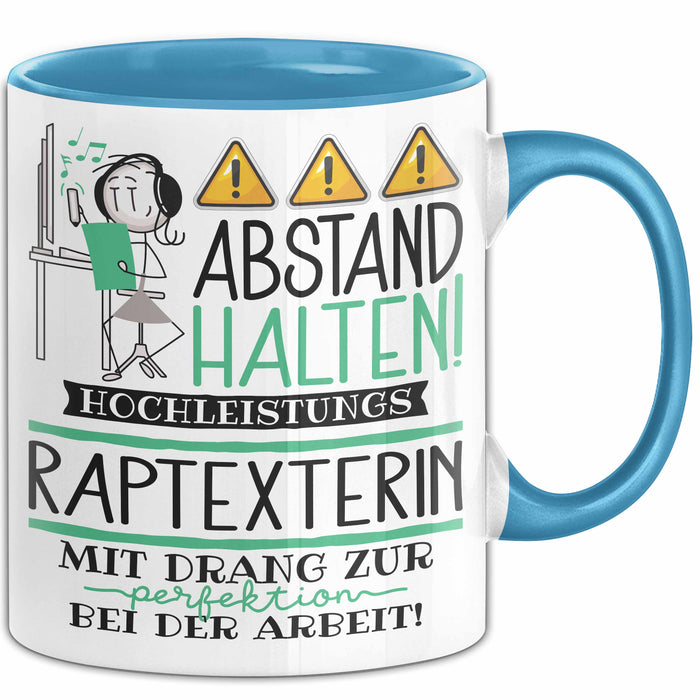 Raptexterin Tasse Geschenk Lustig Abstand Halten Hochleistungs-Raptexterin Mit Drang Zur Perfektion Bei Der Arbeit Blau Trendation