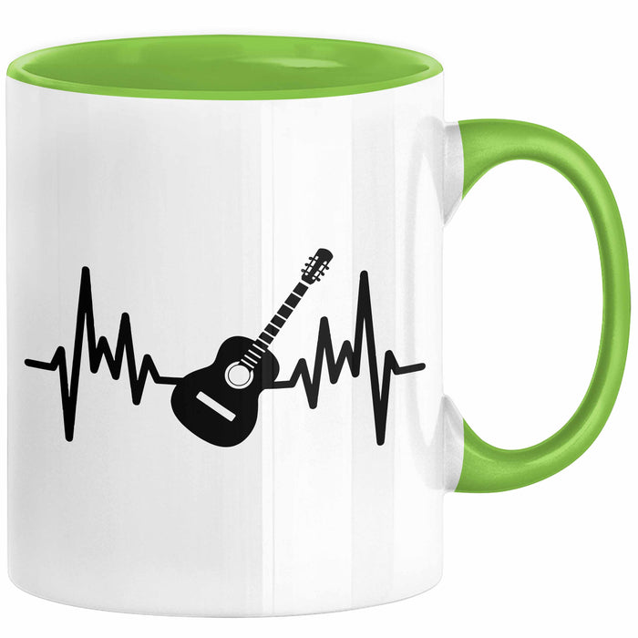 Gitarrist Geschenk Tasse für Gitarrenspieler Männer Geschenkidee Herzschlag Gitarre Kaffee-Becher Grün Trendation