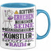 Künstler Geschenk Tasse Lustiger Spruch Erheben Sie Sich Der Künstler Betritt den Raum Blau Trendation