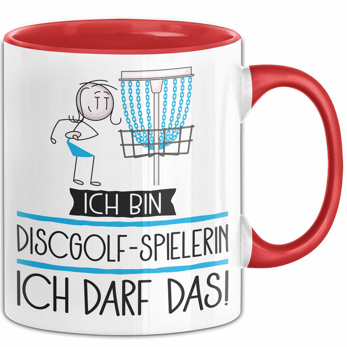 Geschenk für Discgolf-Spielerin Tasse Lustige Geschenkidee Geburtstag Ich Bin Discgolf-Spielerin Ich Darf Das Rot Trendation