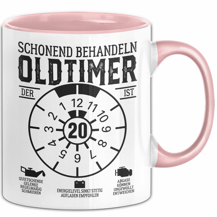 20. Geburtstag Tasse Geschenk Schonend Behandeln Oldtimer Der Ist 20 Geschenkidee Kaffee-Becher Rosa Trendation