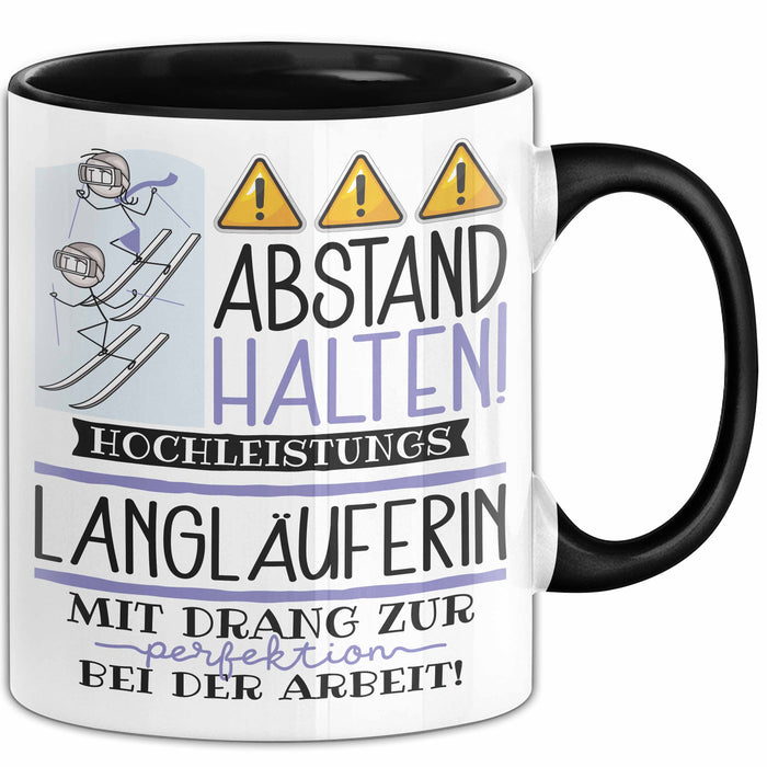 Langläuferin Tasse Geschenk Lustig Abstand Halten Hochleistungs-Langläuferin Mit Drang Zur Perfektion Bei Der Arbeit Trendation