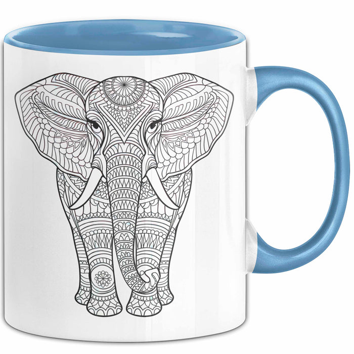 Elefant Mandala Tasse Geschenk Lustige Geschenkidee Spruch Blau Trendation
