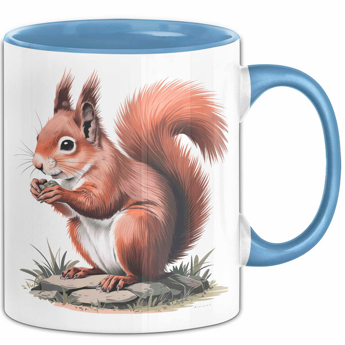 Eichhörnchen Tierliebhaber Tasse Geschenk Lustige Geschenkidee Spruch Blau Trendation