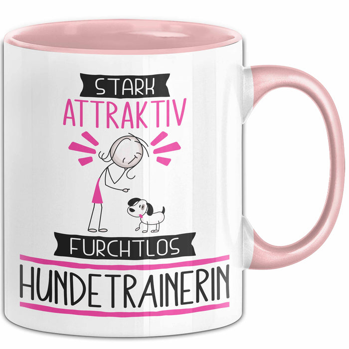 Hundetrainerin Tasse Geschenk Becher Stark Attraktiv Furchtlos Hundetrainerin Lustige Geschenkidee Rosa Trendation