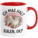 Eulen Liebhaber Tasse Geschenk Ich Mag Halt Eulen Ok Kaffee-Becher Eulenfans Geschenkidee Rot Trendation