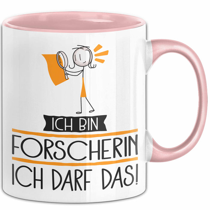 Geschenk für Forscherin Tasse Lustige Geschenkidee Geburtstag Ich Bin Forscherin Ich Darf Das Rosa Trendation