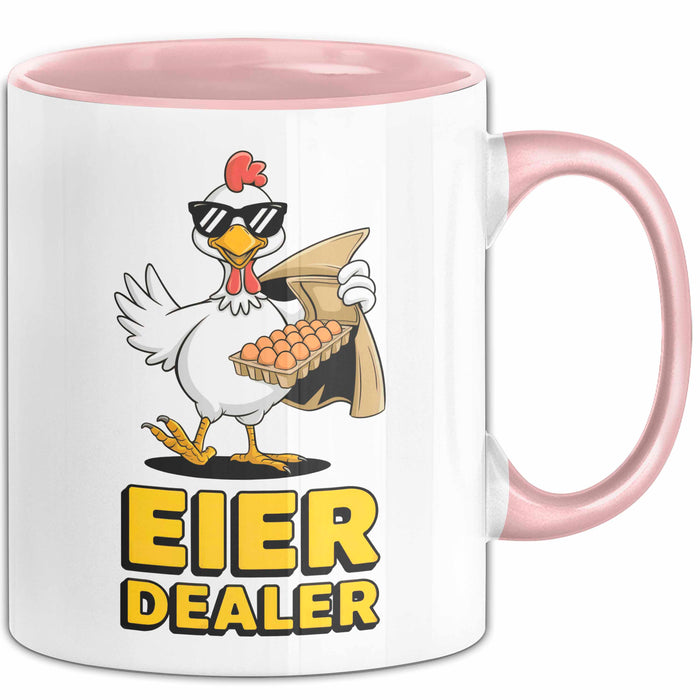 Huhn Tier Bauer Tasse Becher Geschenk Lustige Geschenkidee Spruch Eier Dealer Rosa Trendation