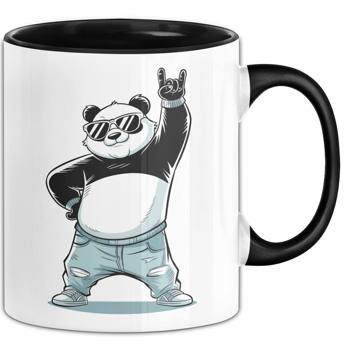 Panda Rock Musikliebhaber Musiker Tasse Geschenk Lustige Geschenkidee Spruch Schwarz Trendation