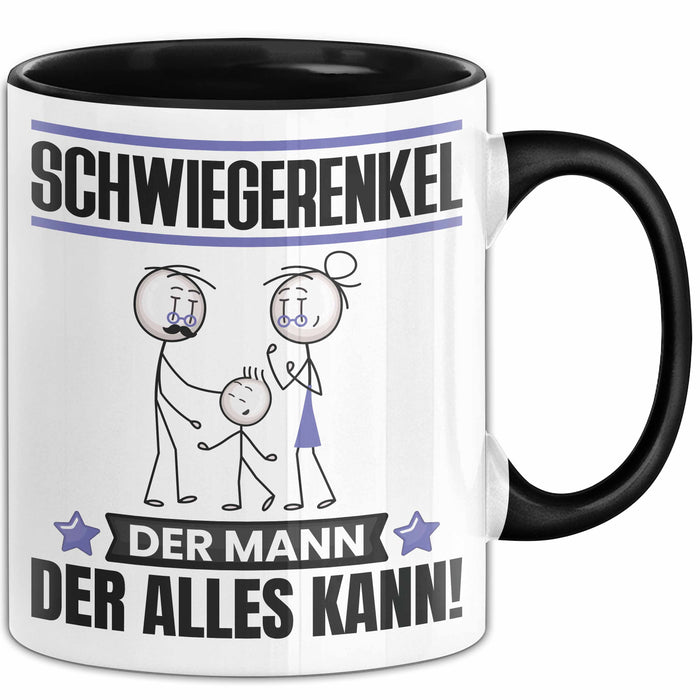 Schwiegerenkel Tasse Geschenk für Schwiegerenkel Der Mann Der Alles Kann Geschenkidee zum Geburtstag Schwarz Trendation