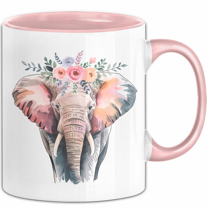 Elefant Tier Blumen Tasse Geschenk Lustige Geschenkidee Spruch Rosa Trendation
