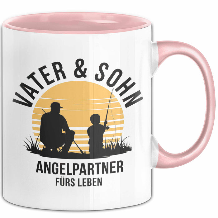 Angeln Fischer Vater Sohn Tasse Becher Geschenk Lustige Geschenkidee Spruch Vater & Sohn Angelpartner Fürs Leben Rosa Trendation