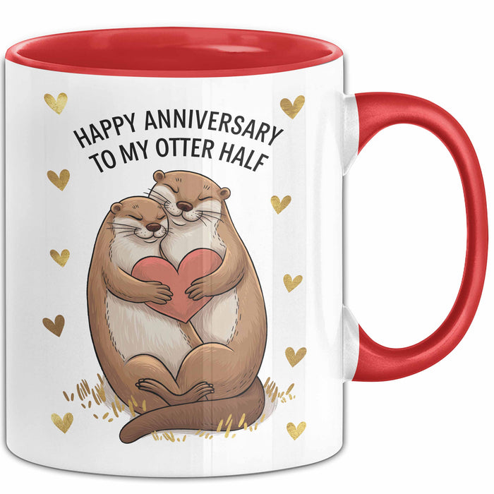 Romantisches Paar Jahrestagsfeier Tasse Geschenk Lustige Geschenkidee Spruch Alles Gute Zum Hochzeitstag Für Meine Otter Hälfte Rot Trendation