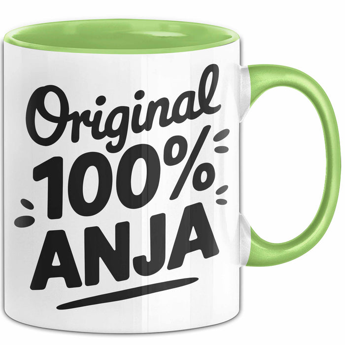 Anja Tasse Geschenk Original 100% Anja Geschenkidee Geburtstag Grün Trendation