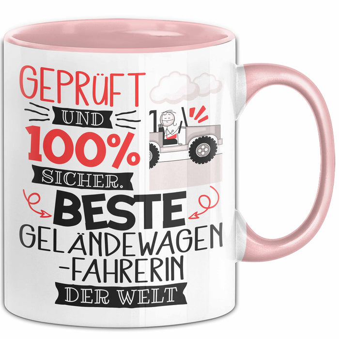Beste Geländewagenfahrerin Der Welt Tasse Geschenk für Eine Geländewagenfahrerin Geprüft Und Sicher Geschenkidee Geburtstag Weihnachten Rosa Trendation
