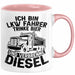LKW Fahrer Tasse Geschenk Ich Bin LKW Fahrer Trinke Bier und Verbrenne Diesel Humor Geschenkidee Kaffee-Becher Rosa Trendation